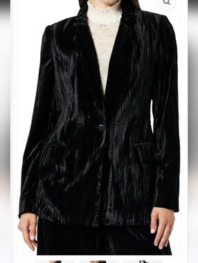 The Drop Women's Blake Long Blazer, Black Velvet